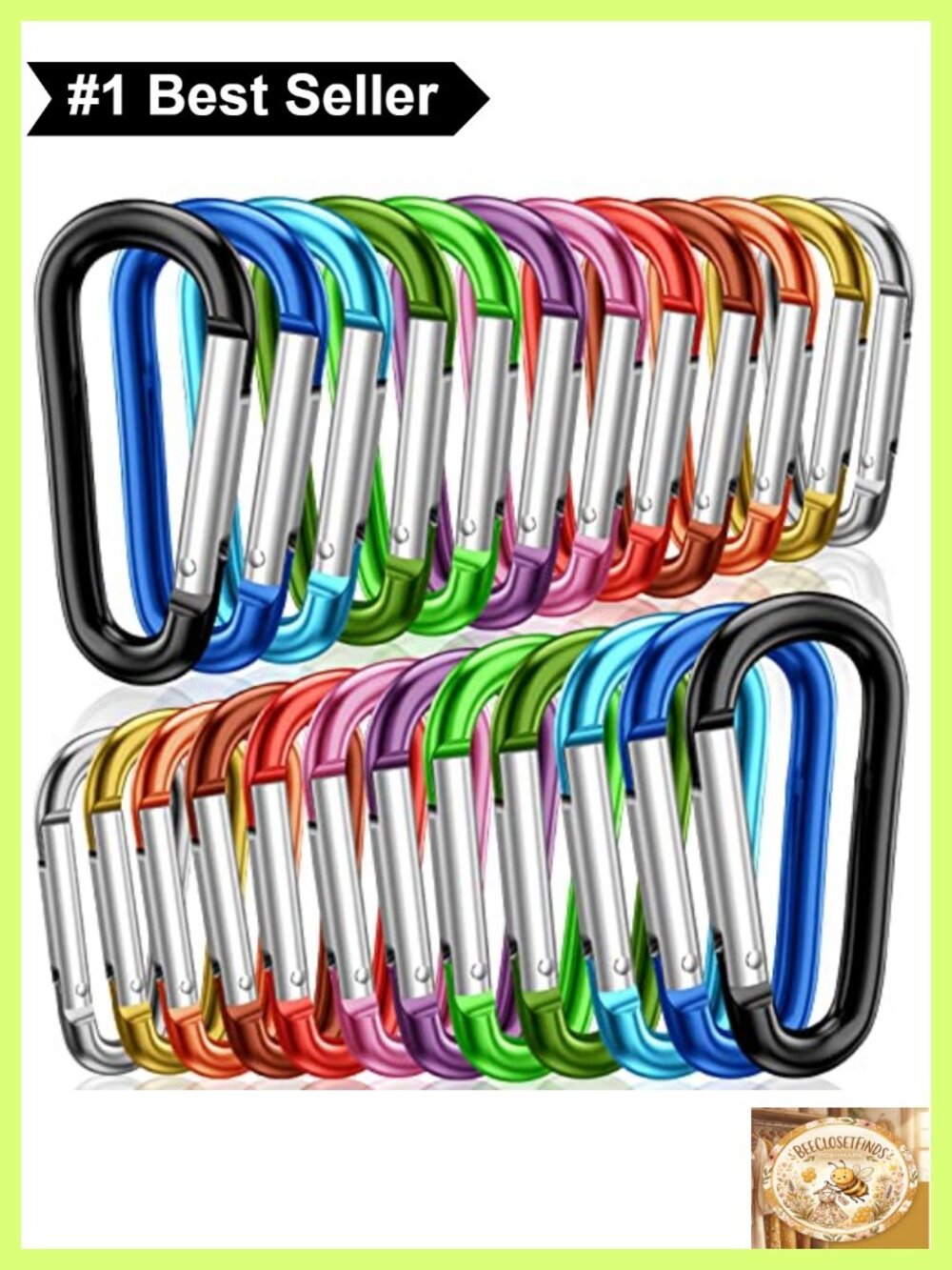 2" Aluminum D Ring Carabiner Clip Set Spring Loaded Gate 24 PCs
